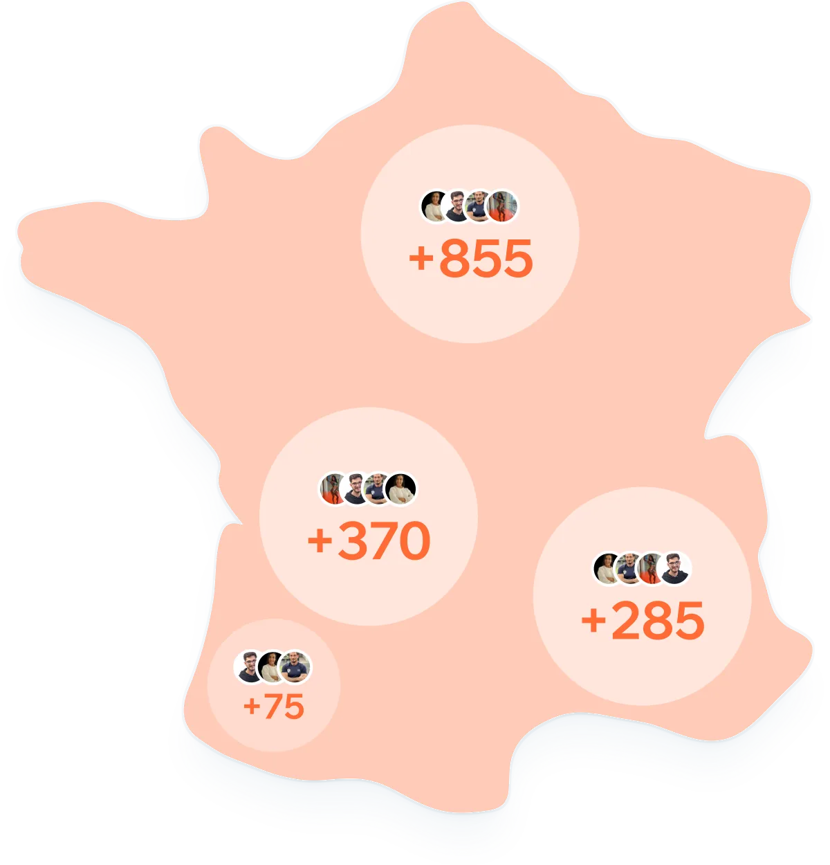 Carte de France avec les agents solidaires Je Partage Immo